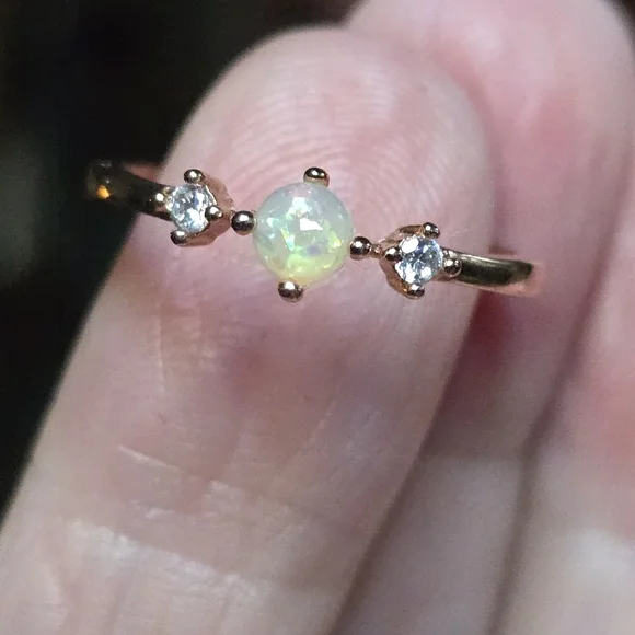 Opal & Topaz rosegold dainty ring sz8 - Picture 1 of 6